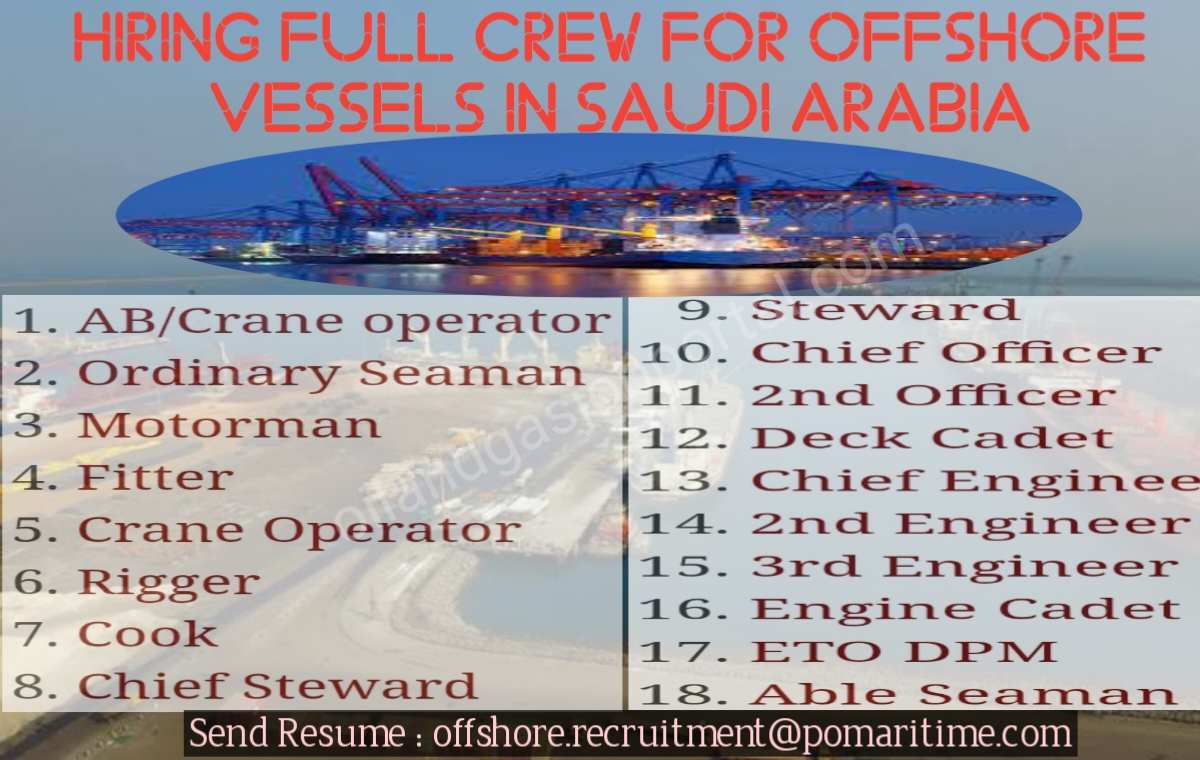 Hiring Full Crew for Offshore Vessels in Saudi Arabia 