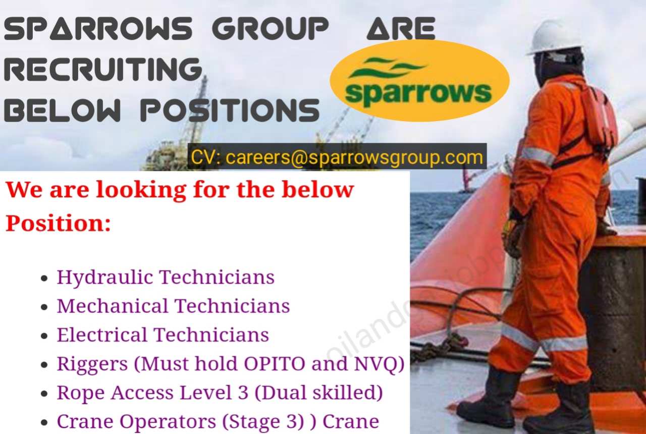 Sparrows Group Hiring Positions for Permanent staff contract in Oil and Gas offshore