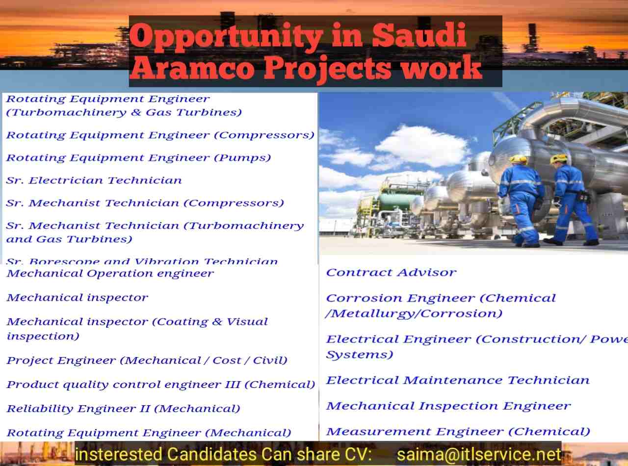 Hiring for the Saudi Aramco Company Pipelines Distribution Project in Saudi arabia KSA
