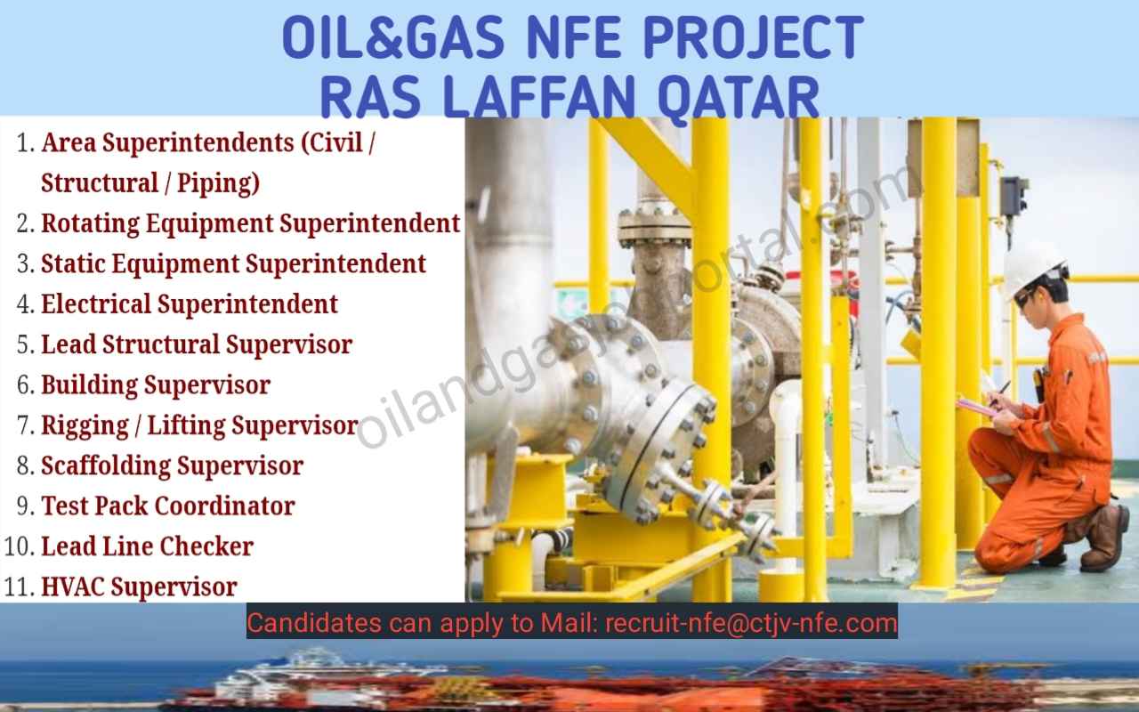 URGENTLY HIRING OIL AND GAS NFE PROJECT IN RAS LAFFAN QATAR