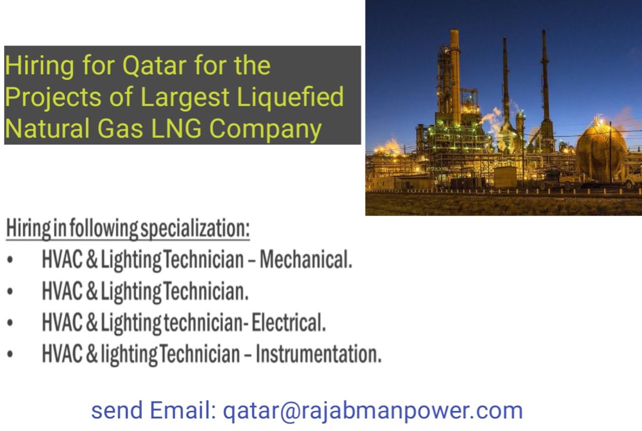 Hiring for Qatar for the Projects of Largest Liquefied Natural Gas LNG Company