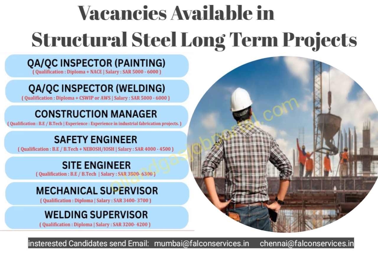 Vacancies Available in Structural Steel Long Term Projects 