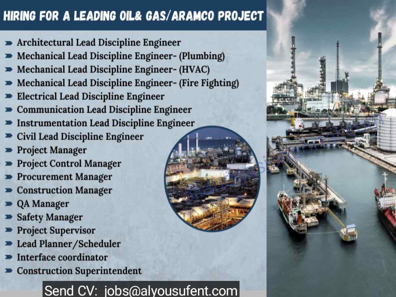 Hiring for a Leading Oil and Gas Aramco Projects Saudi Arabia 