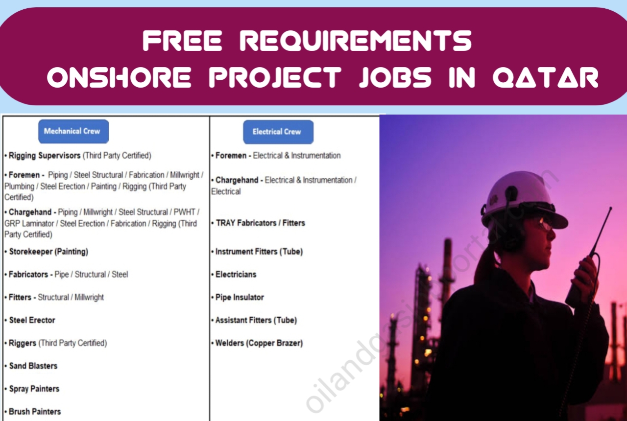 Free Recruitment Oil and Gas Onshore Project in Qatar
