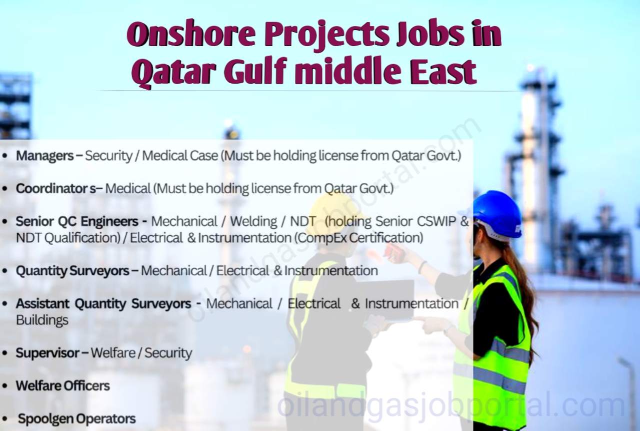 Urgent Require Oil and gas Onshore Jobs in Qatar Gulf middle East 
